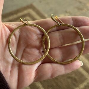 Robert Lee Morris Gold-Tone Hammered Hanging Hoop Earrings - NFS